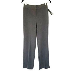 BRIGGS NY Womens Size 4 Stretch Gray Flat Front Relaxed Tapered Dress Pants NWT